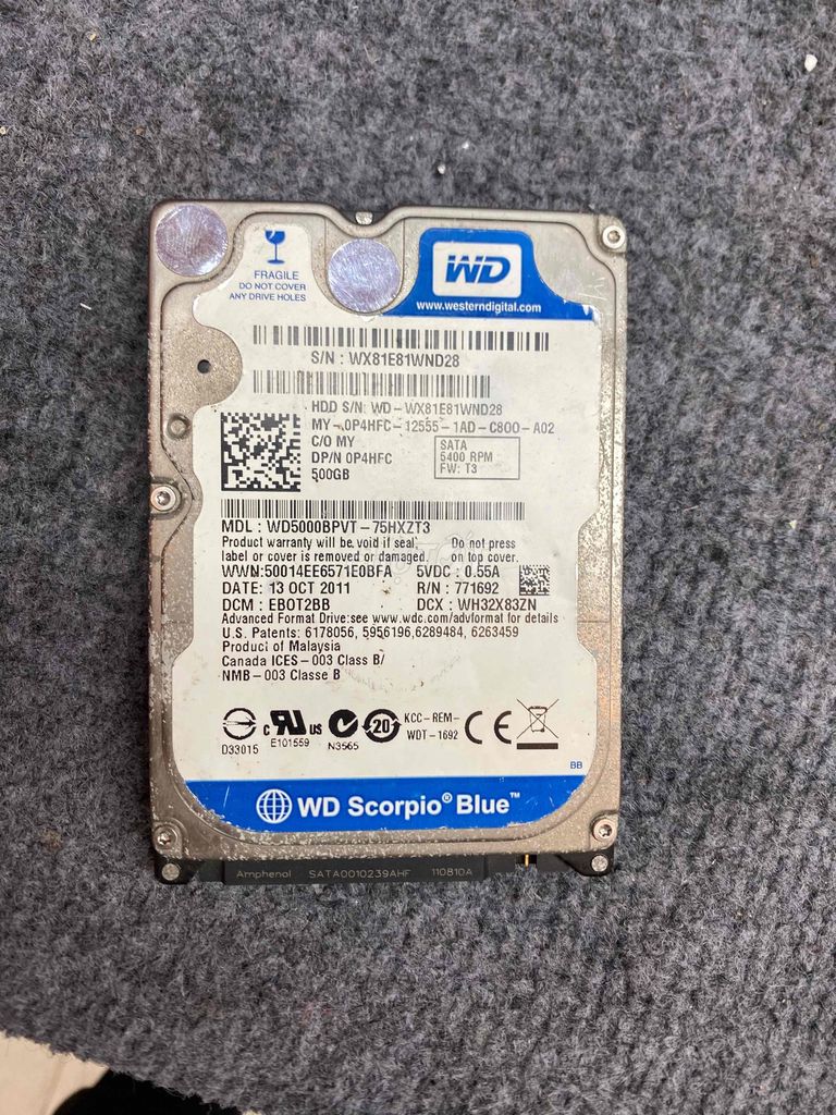 Tháo máy ổ cứng 500GB sk 100%