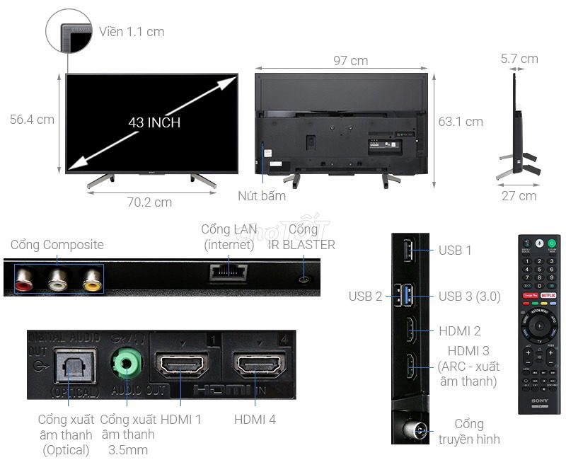 0907427189 - Tivi Sony 43W800G Giọng nói, như mới, BH 22TH