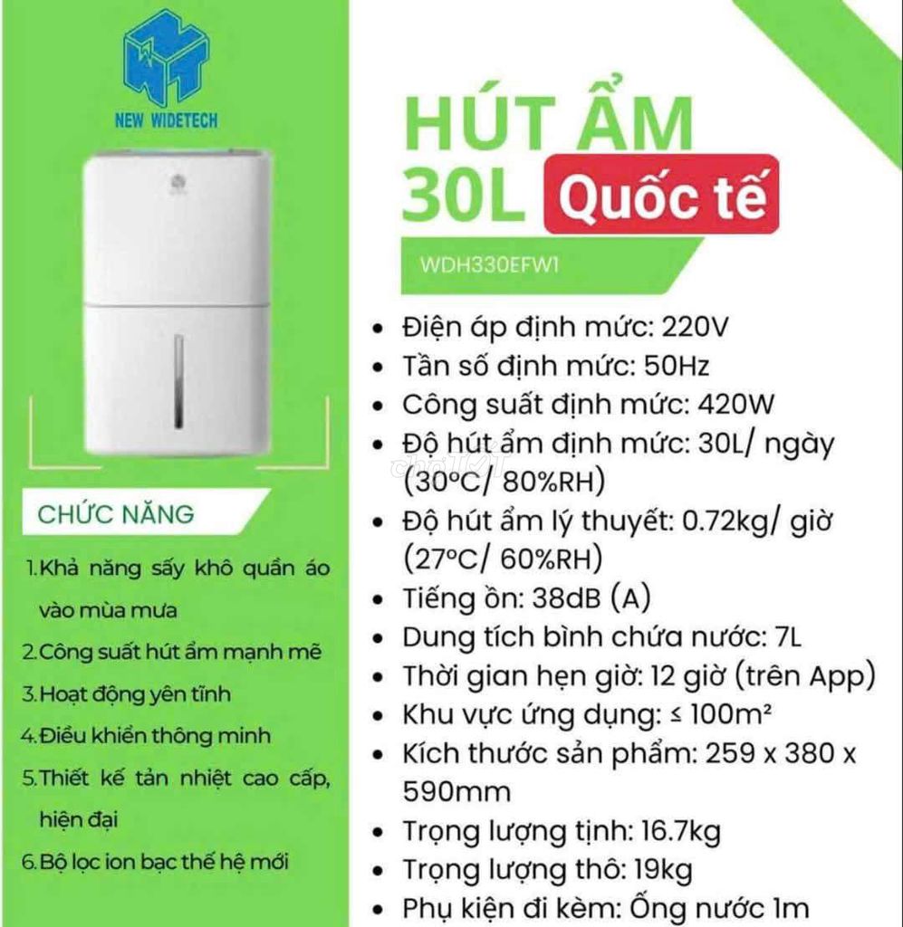 Máy Hút Ẩm New WiDeTech