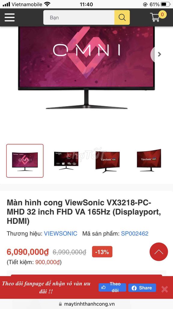 xác màn viewsonic 32in vỡ màn.còn bảo hành 12/2027