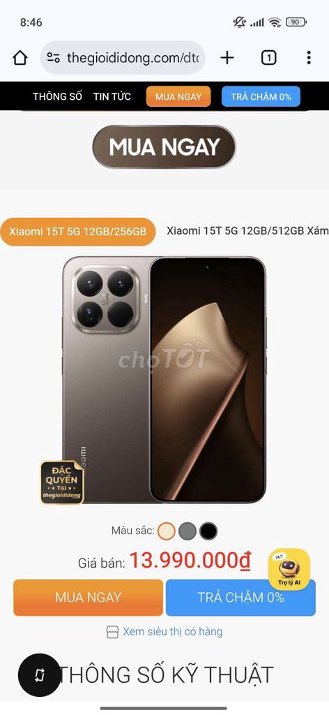 Xiaomi 15t bản 12/256 mua hôm qua tại tgdd. Mua bán Điện thoại tại Thành phố Huế Thừa Thiên Huế được đăng bởi Nguyễn Quang Trường hình 1