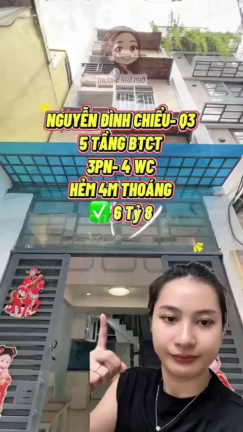 Bán nhà 5 tầng hẻm 4m Nguyễn Đình Chiểu Q3, 6.8 tỷ