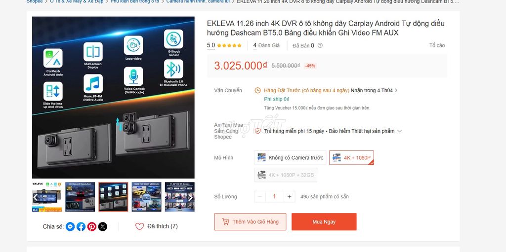 Camera hành trình EKLEVA 4K. Mua bán Máy ảnh, Máy quay tại Huyện Krông Năng Đắk Lắk được đăng bởi Đặng anh tuấn hình 1