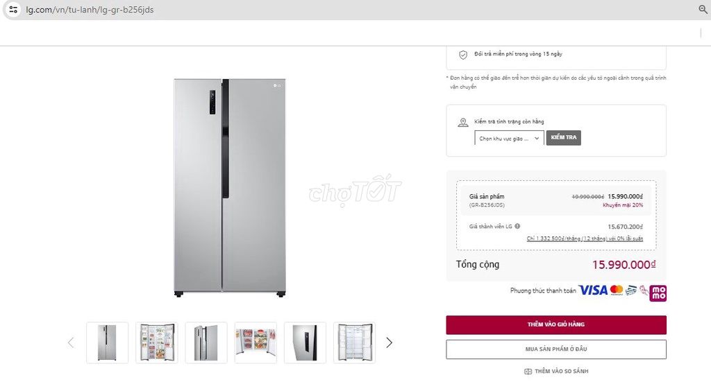 Tủ lạnh mới100% LG Sidebyside Smt Inverter™ 519Lít