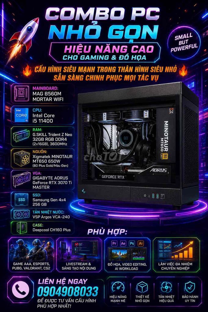 PC GAMING i5-11400 RTX 3070 Ti 32GB/256GB. Mua bán Máy tính để bàn tại Huyện Vũng Liêm Vĩnh Long được đăng bởi MINH ĐỨC NOVA hình 1