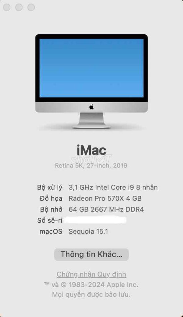 iMac 2019 core i9 ram 64gb ssd 2TB siêu mạnh. Mua bán Máy tính để bàn tại Quận Tân Phú Tp Hồ Chí Minh được đăng bởi Phan Cường Chuyên iMac hình 6