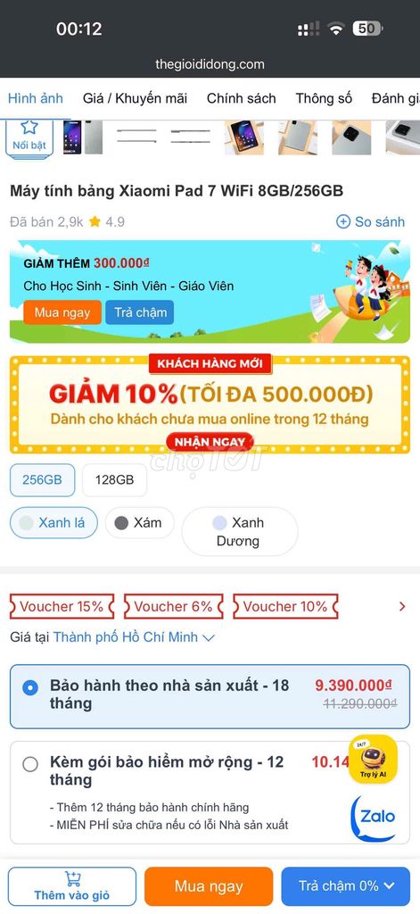 Xiaomi Pad 7 128GB Xanh lá. Mua bán Máy tính bảng tại Quận Tây Hồ Hà Nội được đăng bởi Thành Nam Lê hình 1