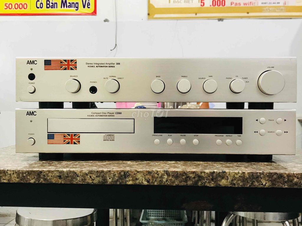 Bộ Amply và CD AMC-306 và C-60 Made in England zin