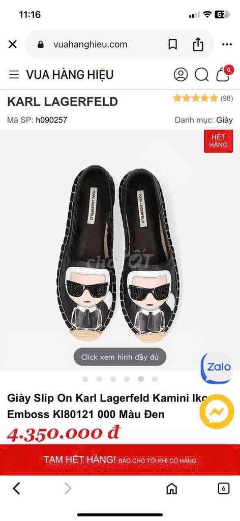 Giày Slip On Nữ Karl Lagerfeld Vải Đen. Mua bán Giày dép tại Quận Hà Đông Hà Nội được đăng bởi Mr cường hình 1