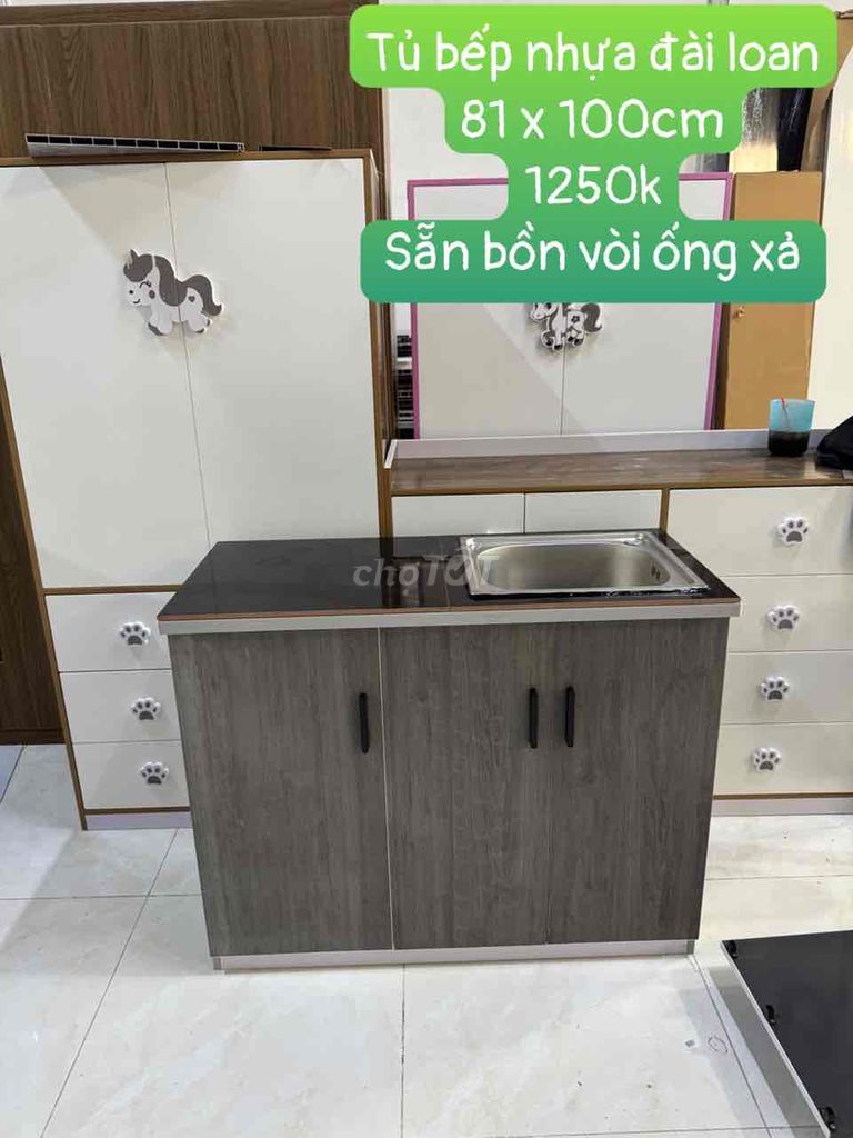 Tủ bếp Nhựa Đài Loan Xám 100cm. Mua bán Tủ, kệ gia đình tại Huyện Hóc Môn Tp Hồ Chí Minh được đăng bởi đồ gỗ CN giá xưởng hình 1