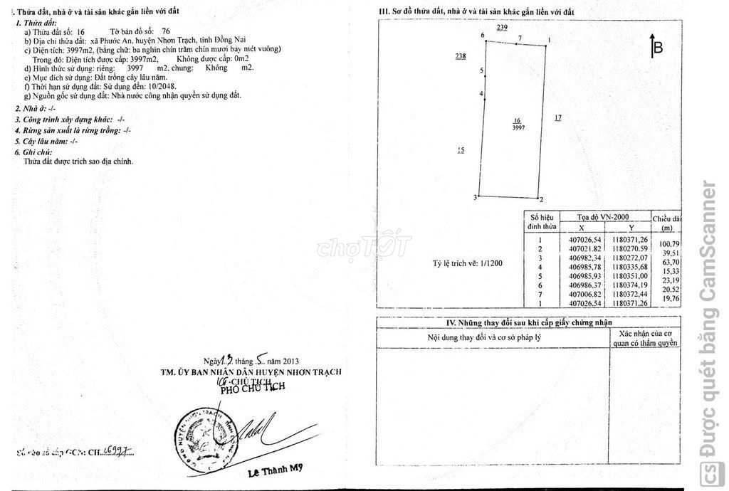 Cần Bán thửa đất vườn Nhơn Trạch xã Phước An diện tích 4000m2