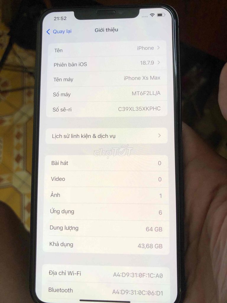 Apple iPhone Xs Max 64GB Xám. Mua bán Điện thoại tại Quận Hai Bà Trưng Hà Nội được đăng bởi Vũ Hùng Cường hình 1