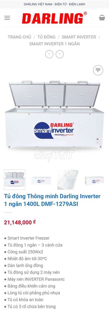 Thanh lý tủ đông Darling DMF-1279ASI 1400L đẹp 95%. Mua bán Tủ lạnh tại Huyện Bình Chánh Tp Hồ Chí Minh được đăng bởi Trần Gia Phát hình 1