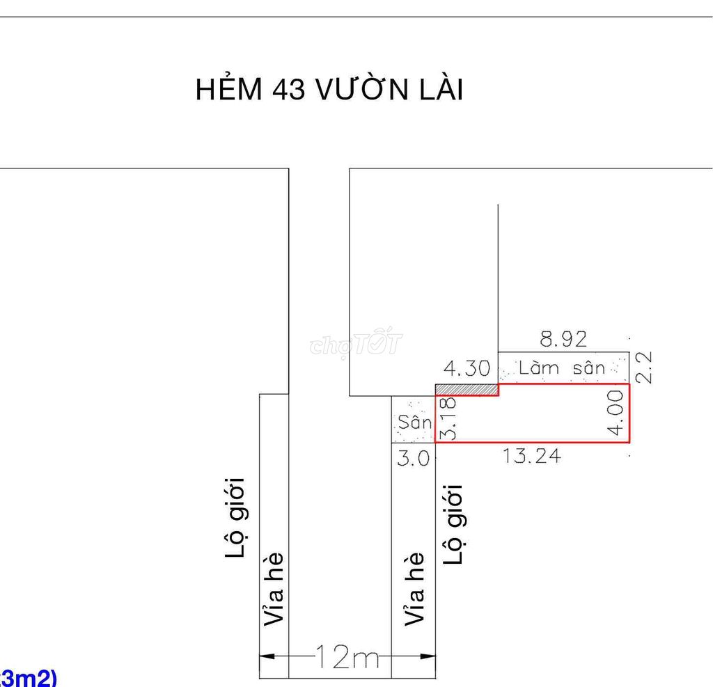 💥BÁN LÔ ĐẤT ĐƯỜNG 12m HẺM 43 Vườn Lài. An Phú Đông. Giá 3.250 tỷ