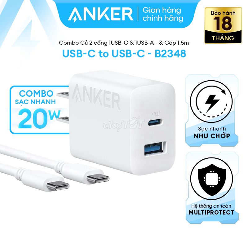 Củ sạc Anker 20W Trắng. Mua bán Phụ kiện (Màn hình, Chuột...) tại Quận 11 Tp Hồ Chí Minh được đăng bởi Sac Nhanh 246  Mobile  PC hình 1