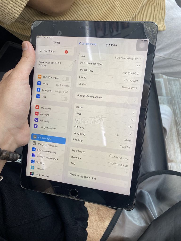 Apple iPad Gen 9 64GB Xám chính chủ đã qua sử dụng. Mua bán Máy tính bảng tại Quận Hoàng Mai Hà Nội được đăng bởi Lê Hoàng Anh hình 1