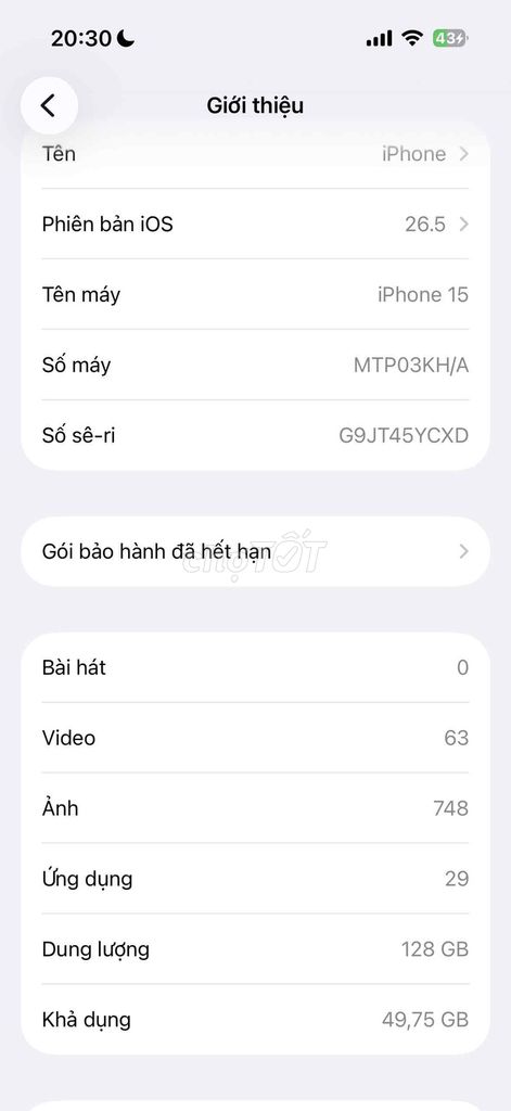 Apple iPhone 15 128GB Đen Đã qua sử dụng. Mua bán Điện thoại tại Thành phố Thủ Dầu Một Bình Dương được đăng bởi Văn Luân hình 1