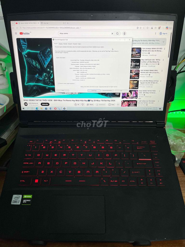 MSI GF63 i7-10750h 8GB/512GB/gtx1650. Mua bán Laptop tại Quận 12 Tp Hồ Chí Minh được đăng bởi Nguyễn Văn Tâm hình 1