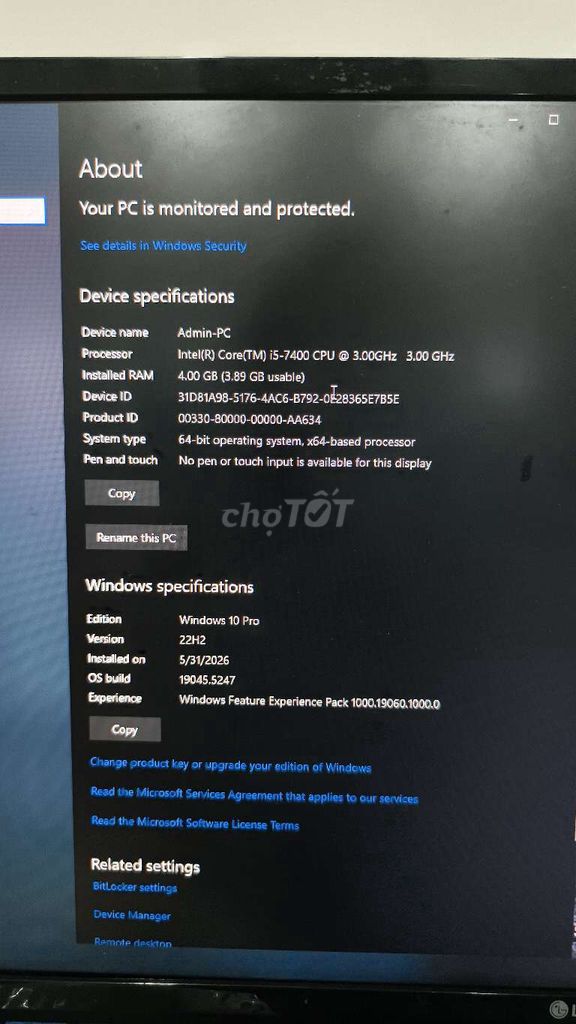 Máy tính để bàn Intel i5-7400 4GB/120GB. Mua bán Máy tính để bàn tại Thành phố Vinh Nghệ An được đăng bởi Thái Nguyễn Tú hình 1
