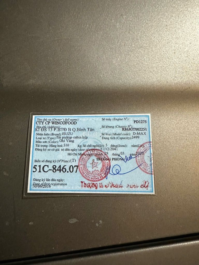 Isuzu Dmax 2016 LS 2.5 4x2 MT - 348386 km. Mua bán Ô tô tại Huyện Bình Chánh Tp Hồ Chí Minh được đăng bởi Liễu Thanh hình 5