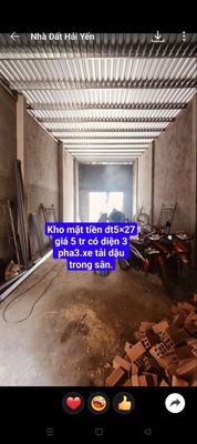 Kho mặt tiền rẻ dt 5×27 (135 m) 3 pha ,gần ủy ban  vĩnh lộc bgần chợ