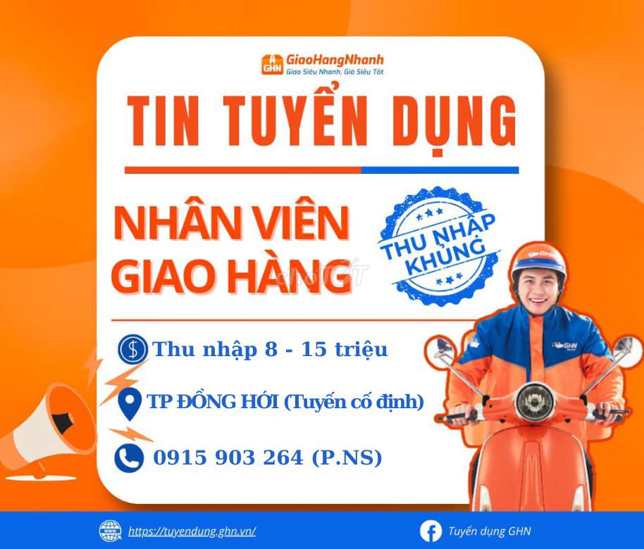 Tuyển 5 shipper tuyến cố định tại Đồng Hới