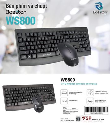 Bộ phím + chuột không dây wireless Bosston WS800