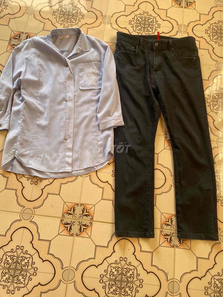 Quần jean Uniqlo nam Cotton Đen và áo. Mua bán Quần áo tại Huyện Bình Đại Bến Tre được đăng bởi  Huỳnh Lâm  hình 1