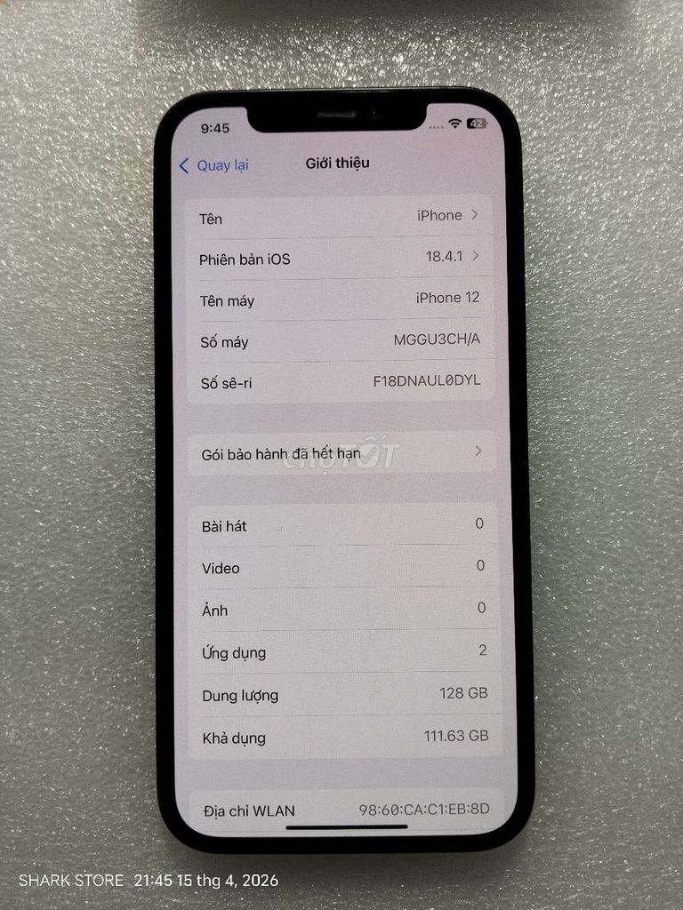 Apple iPhone 12 128GB Đen 2 sim vật lý. Mua bán Điện thoại tại Thị xã Phú Mỹ Bà Rịa - Vũng Tàu được đăng bởi Shark Store Phú Mỹ hình 1