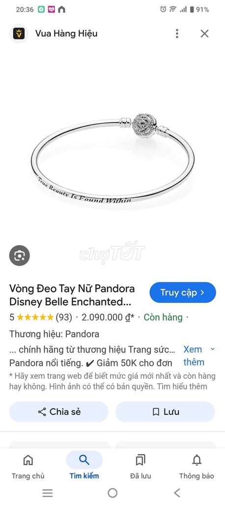 Thanh lý vòng chốt hoa hồng pandora