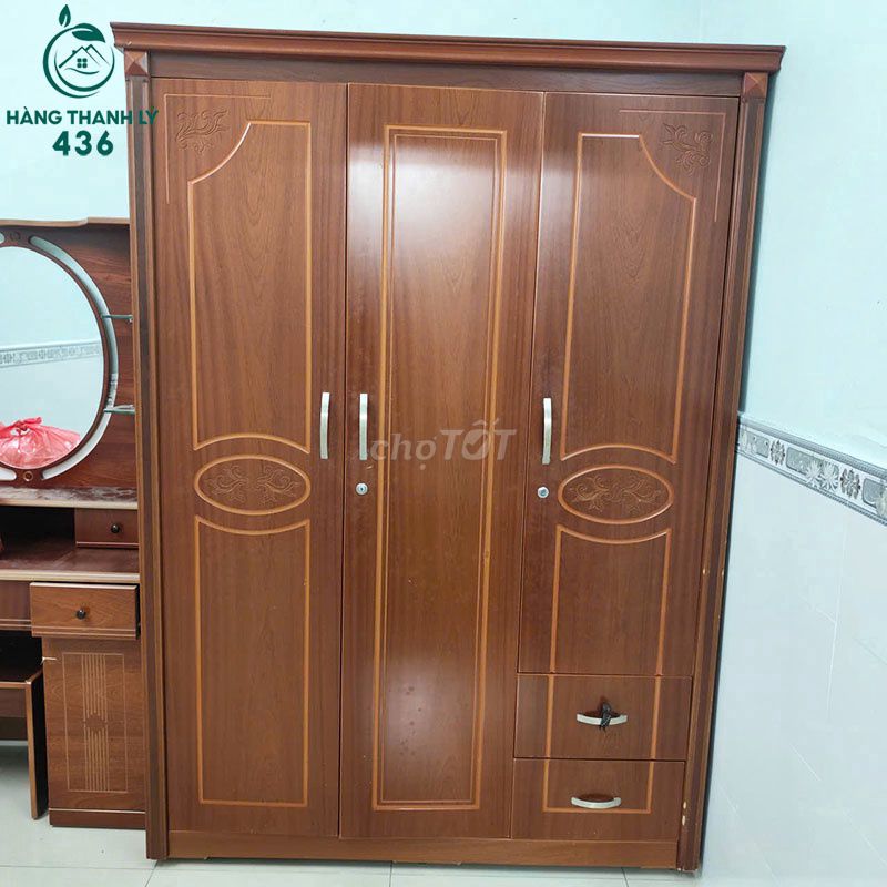 Tủ Quần Áo Gỗ MDF 3 Cánh 2 Hộc Kéo Còn Đẹp 90%. Mua bán Tủ, kệ gia đình tại Quận Tân Phú Tp Hồ Chí Minh được đăng bởi Công Ty TNHH TM DV INKPRO hình 1
