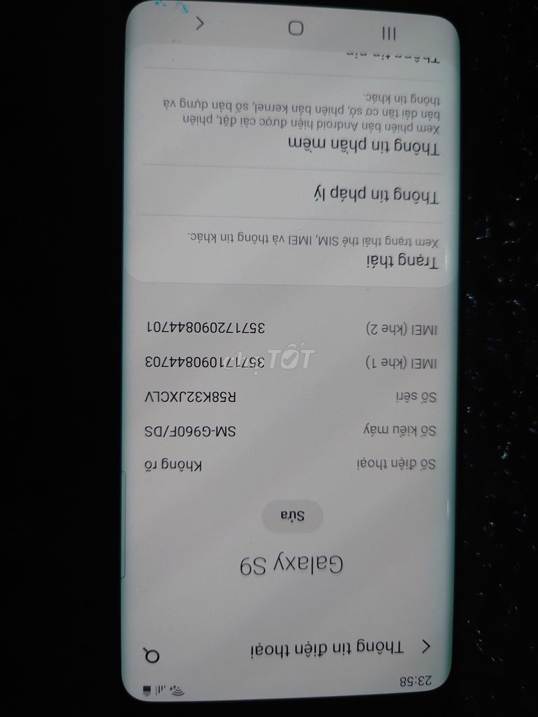 Samsung Galaxy S9 Đã sử dụng. Mua bán Điện thoại tại Quận Hà Đông Hà Nội được đăng bởi Tên chưa cung cấp hình 1
