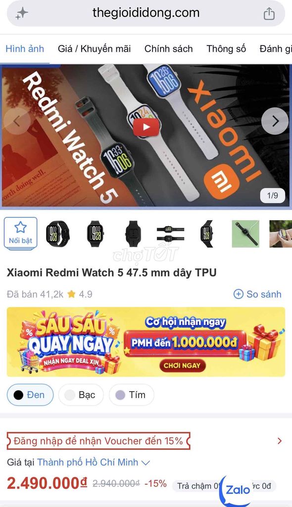 Xiaomi Redmi Watch 5 Đen. Mua bán Thiết bị đeo thông minh tại Thành phố Hải Dương Hải Dương được đăng bởi Trạch Dương hình 1