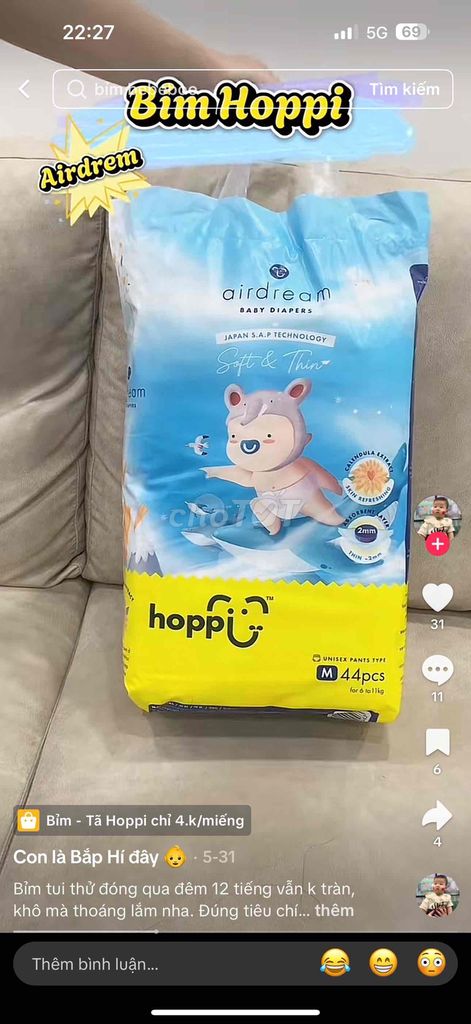 Bỉm hoppi sz s 4-8kg