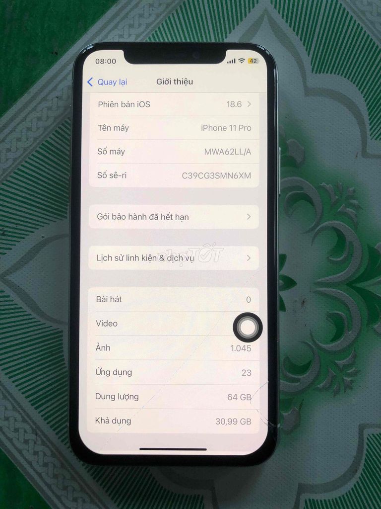 Apple iPhone 11 Pro 64GB Trắng Đã qua sử dụng. Mua bán Điện thoại tại Huyện Lấp Vò Đồng Tháp được đăng bởi Bán Cho Vui hình 1