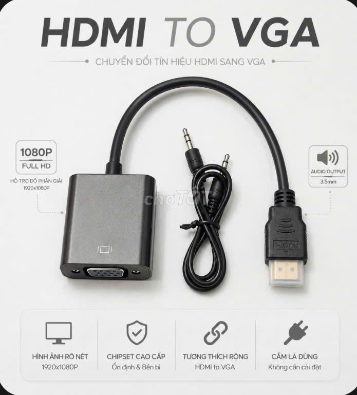 Cáp chuyển đổi HDMI to VGA nhanh. Mua bán Phụ kiện (Màn hình, Chuột...) tại Thành phố Thủ Đức Tp Hồ Chí Minh được đăng bởi Cũ Giá Rẻ hình 1