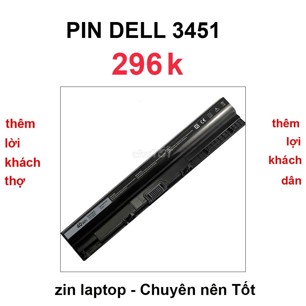 Pin laptop Dell 3451 40Wh. Mua bán Linh kiện (RAM, Card...) tại Thành phố Biên Hòa Đồng Nai được đăng bởi Zin Laptop hình 1