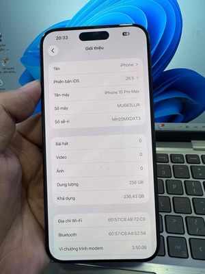 Apple iPhone 15 Pro Max 256GB Đen 86%