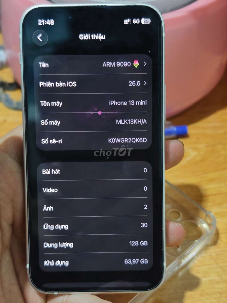 Apple iPhone 13 mini 128GB Trắng Đã sử dụng. Mua bán Điện thoại tại Thành phố Thuận An Bình Dương được đăng bởi Ngọc Sứ hình 1