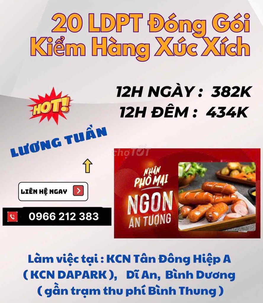 tuyển dụng đóng gói xúc xích