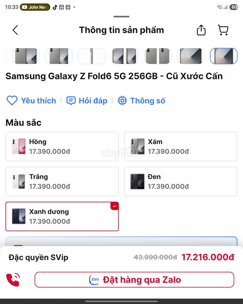 Samsung Galaxy Z Fold6 5G 256GB Xanh . Mua bán Điện thoại tại Quận 7 Tp Hồ Chí Minh được đăng bởi Minh Trần hình 1