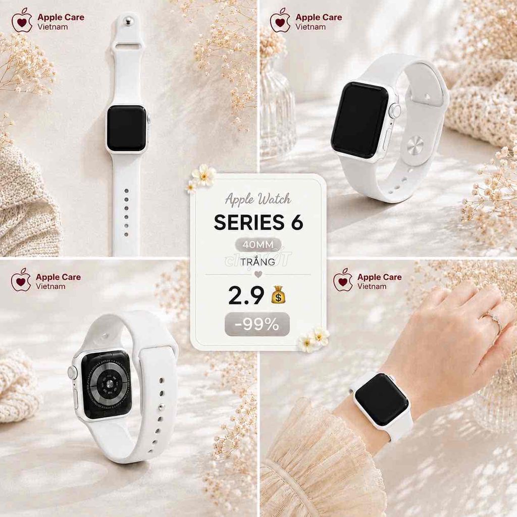 Apple Watch Series 6 Trắng 40mm Nữ 99%. Mua bán Thiết bị đeo thông minh tại Quận 5 Tp Hồ Chí Minh được đăng bởi Apple Care Vietnam hình 1