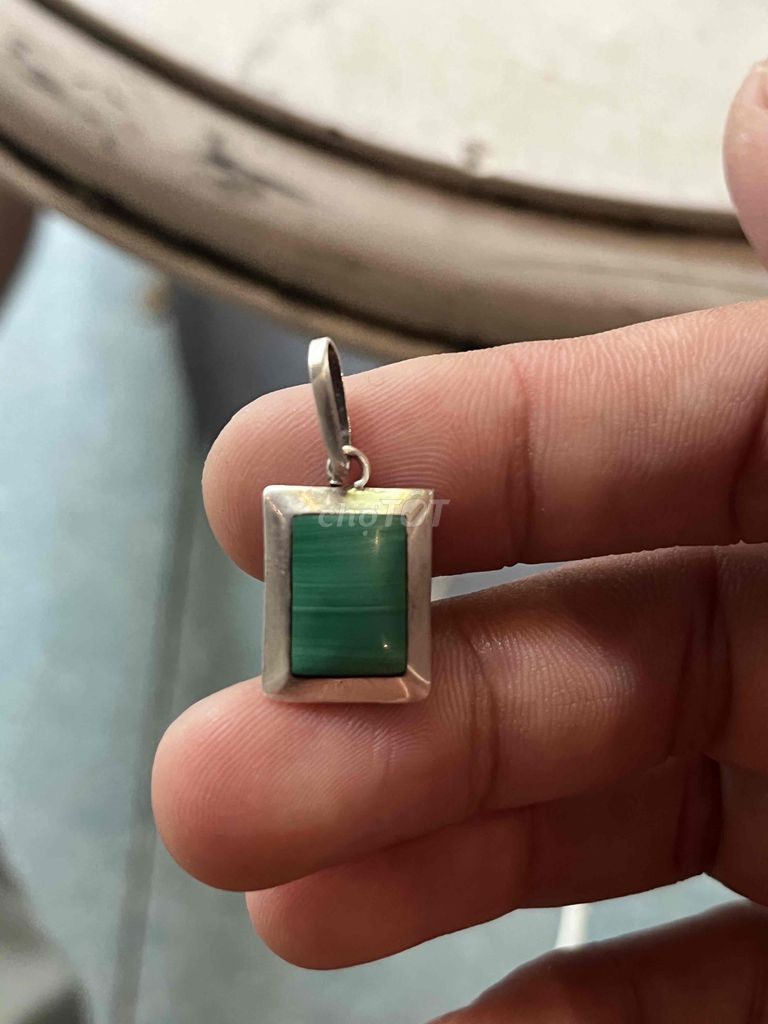 Mặt dây chuyền bạc ngoại đá lapis+Malachite độc