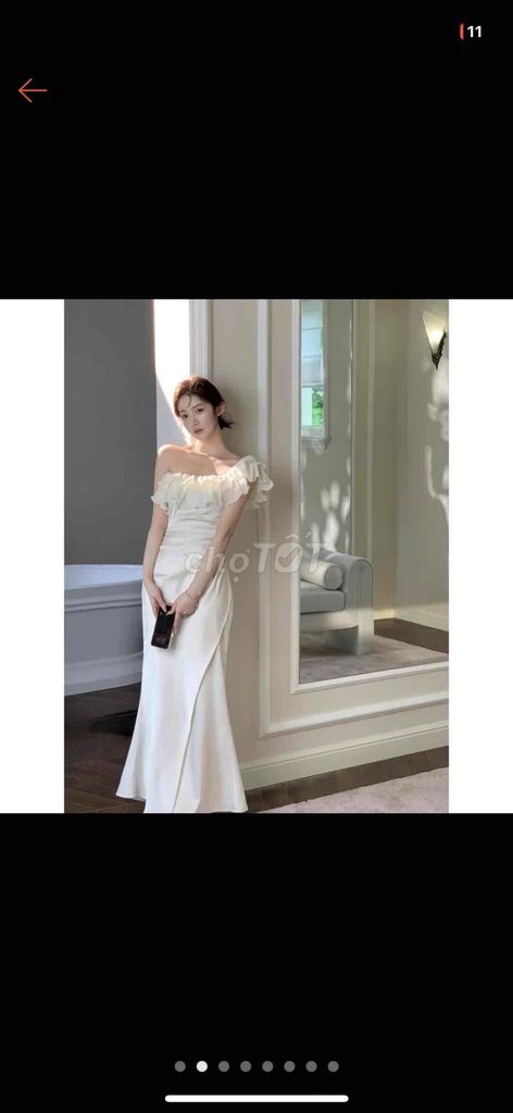 Váy dài nữ trễ vai màu trắng. Mua bán Quần áo tại Huyện Hàm Thuận Nam Bình Thuận được đăng bởi Duong Binh hình 1
