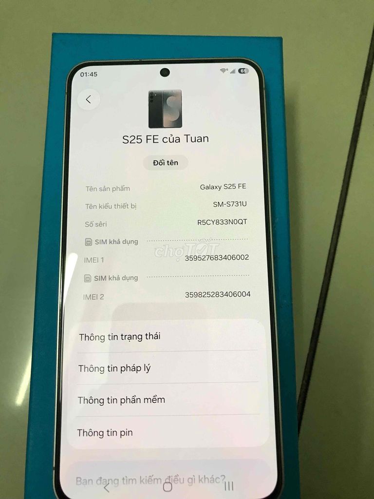 Samsung S25 FE 128GB Xám 99%. Mua bán Điện thoại tại Thành phố Thủ Đức Tp Hồ Chí Minh được đăng bởi Anh Tuan Tran hình 1