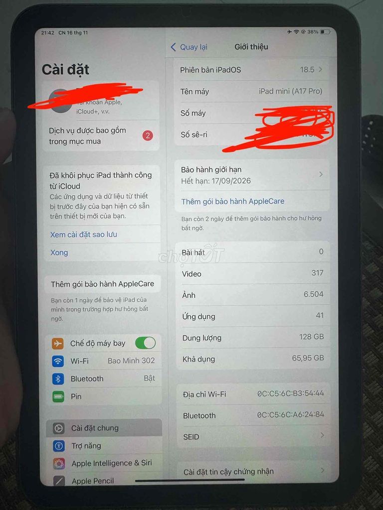 Apple iPad mini 7 128GB Xám Like new. Mua bán Máy tính bảng tại Thành phố Thủ Đức Tp Hồ Chí Minh được đăng bởi Freyvn Phutung hình 1