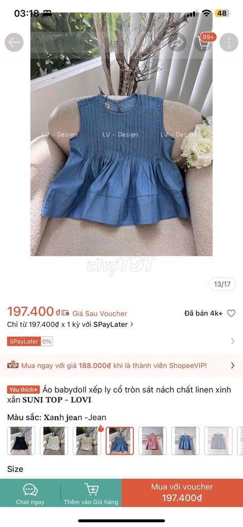 Áo babydoll nữ Linen Xanh jean. Mua bán Quần áo tại Quận Bình Thạnh Tp Hồ Chí Minh được đăng bởi Thanh Truc hình 1