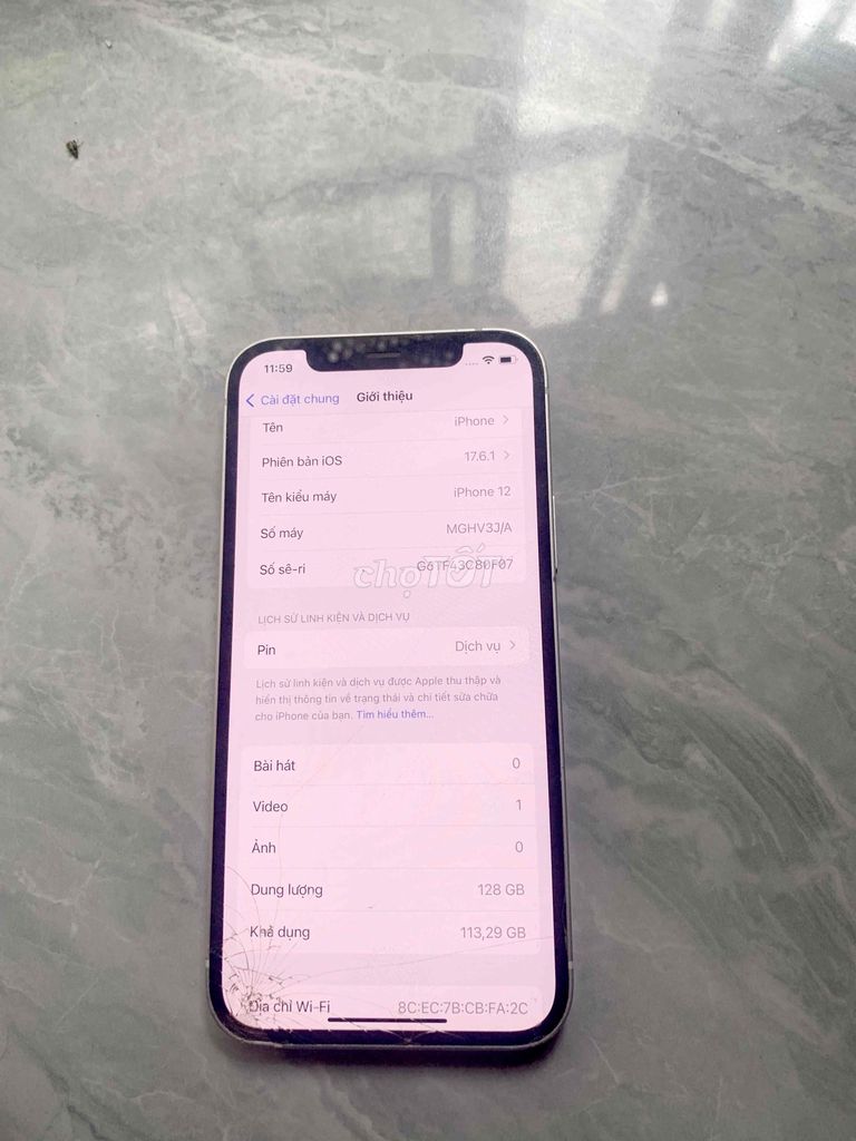 Apple iPhone 12 128GB Trắng Hư sim. Mua bán Điện thoại tại Huyện Bình Tân Vĩnh Long được đăng bởi DAK hình 1