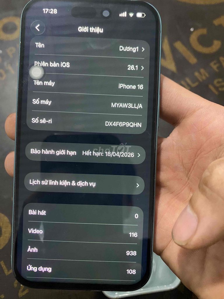 Apple iPhone 16 256GB Xanh Đã qua sử dụng. Mua bán Điện thoại tại Huyện Thường Tín Hà Nội được đăng bởi Nguyễn Dương hình 1