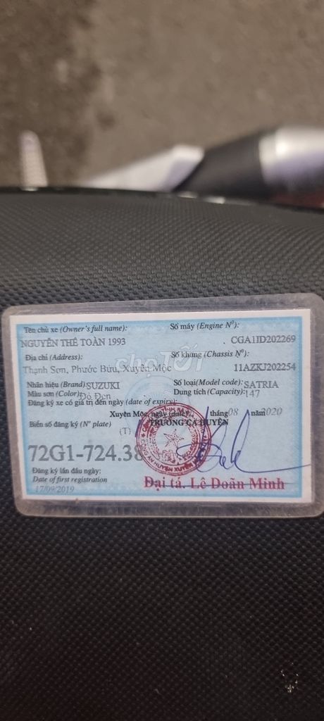 Suzuki Satria Fi150 2019 Đen đỏ. Mua bán Xe máy tại Quận 12 Tp Hồ Chí Minh được đăng bởi Hiếu Đặng Ngọc hình 4